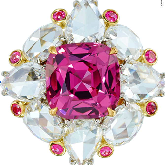 Pink Spinel Rose Cut Diamond Ring GRS Burma R1432