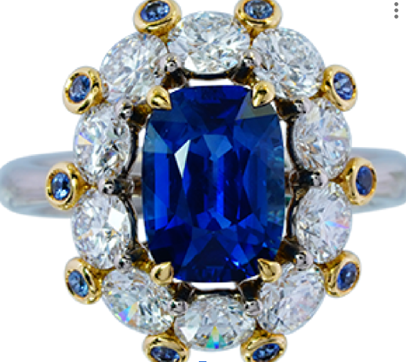 Blue Sapphire Diamonds Ring GRS Sri Lanka No Heat R14116
