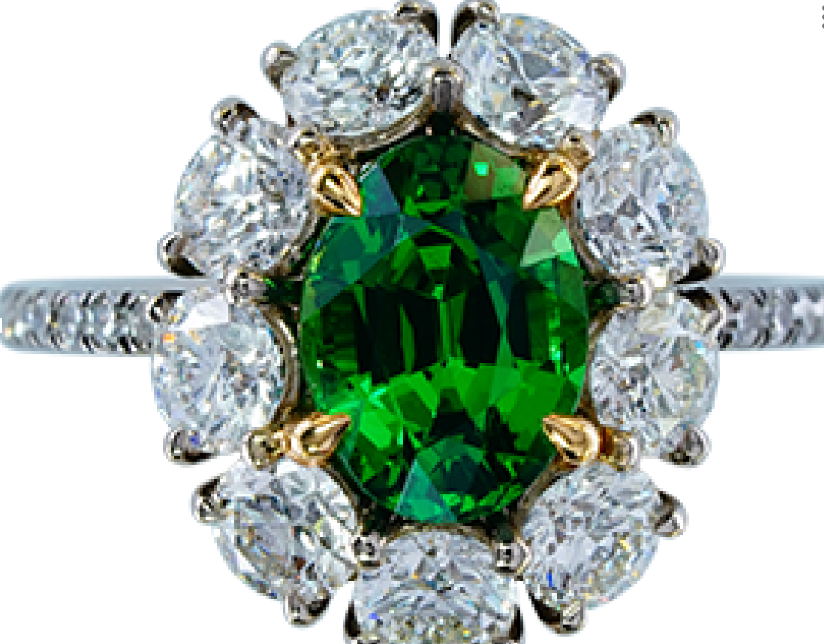 Tsavorite Diamonds Ring GRS East-Africa R14223