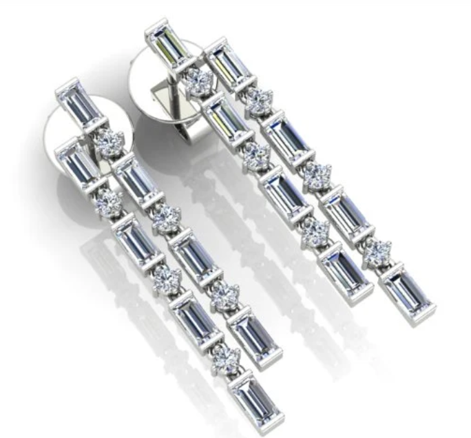 2.35ct Diamond Drop Earrings set in 18K White Gold