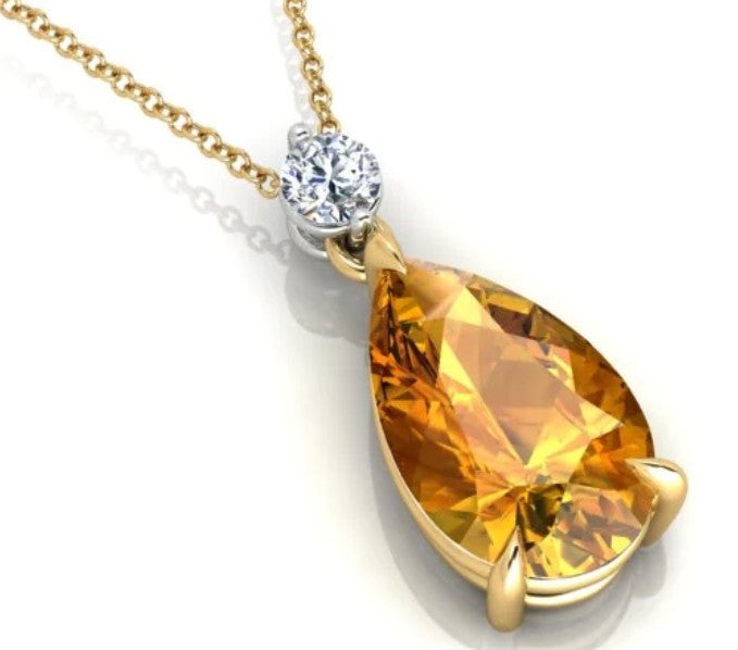 3.06ct Citrine and 0.15ct Diamond Necklace 18K Yellow Gold