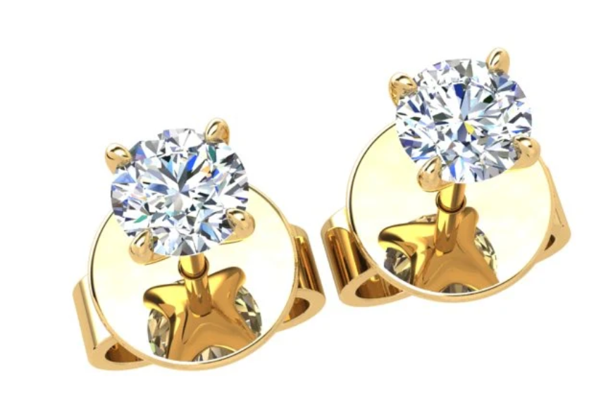 0.80ct Diamond Stud Earrings in 18K Yellow Gold