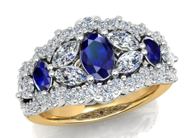 1.11ct Ceylon Sapphire and 1.02ct Diamond Ring in 18K Yellow Gold