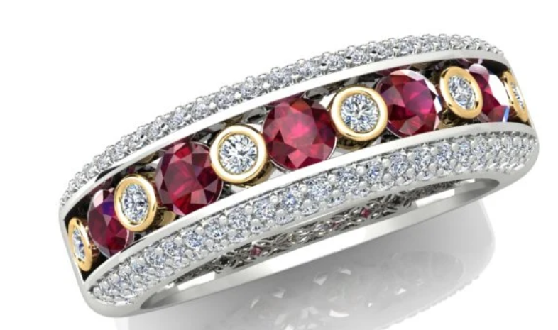 0.60ct Burmese Ruby and 0.40ct Diamond Ring in 18K White and Yellow Gold