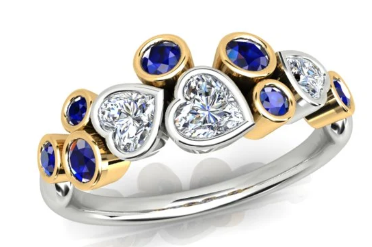 0.46ct Ceylon Sapphire and 0.45ct Diamond Ring in 18K White and Yellow Gold