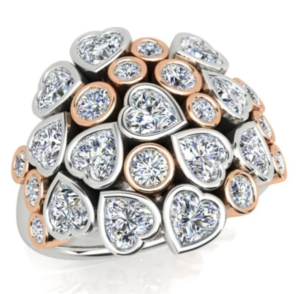 3.00ct Diamond Ring in 18K White and Rose Gold