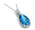 Blue Topaz and Diamond Necklace in 18K White Gold