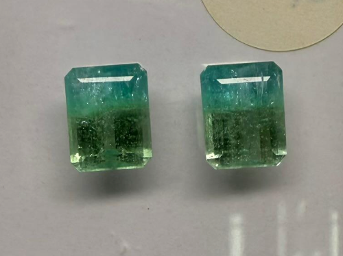 8.34CT EMERALD CUT NIGERIAN PARAIBA PAIR DXBCS6189