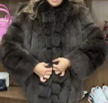 Saga Fox Mink Brown Fox Fur Half Coat AKC1597