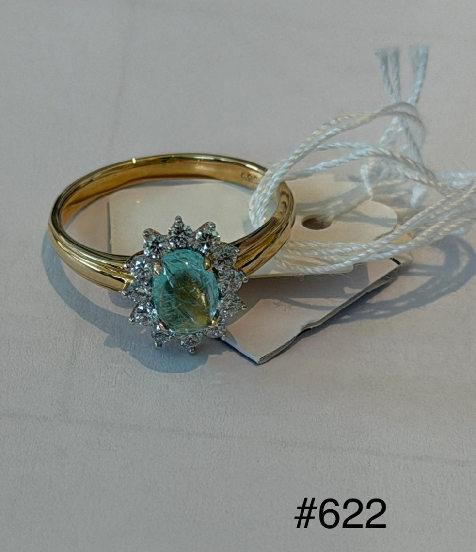 AFRICAN PARAIBA RING TWO TONE CAB SIZE 7 DXBCS7064