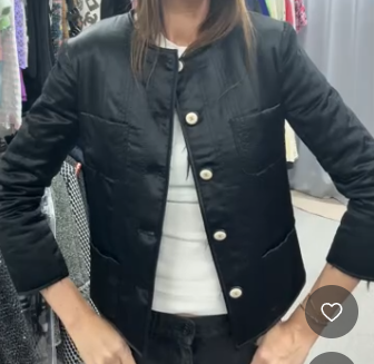 Chanel Black Silk CC Button Blazer Shearling Line 36 101647