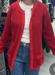 Red Cashmere Chanel Button Cardigan 40 102513