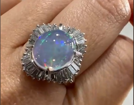 Pt900 Water Opal Ring J08266L7PF