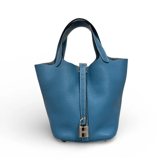 Hermes Picotin 18 in Blue Jean Clemence with PHW