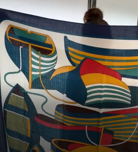 Hermes Shawl 140 Blue SYC2355