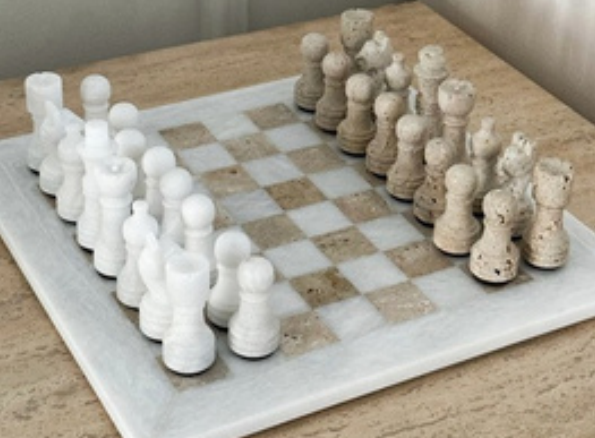 Ava White Marble Chessboard