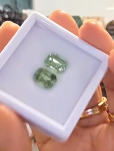 Rutile Peridot (from Pakistan) PAIR Set in Silver 18k YG Plating Studs DXBCT0115