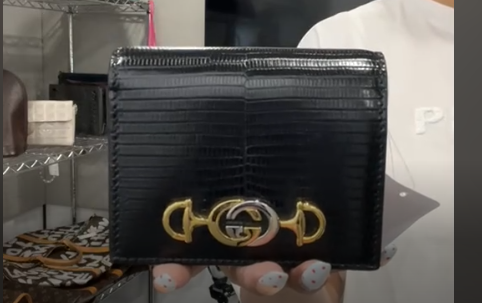 GUCCI 570660 Lizard Black GG Chain Wallet B0908NCDCK