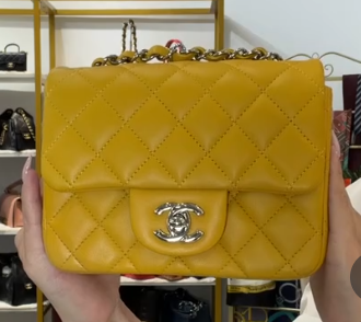 Mustard Yellow Mini Square Lambskin SHW SYC2239