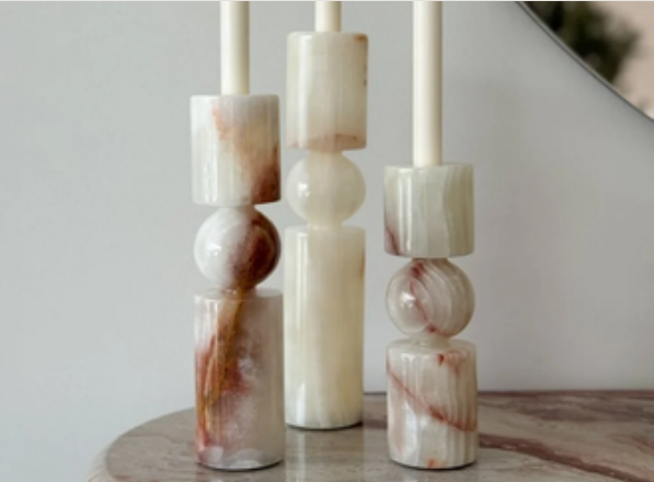 Sophie Stacked Onyx Candle Holders