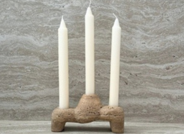 Lucy Travertine Candle Holders