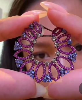 Champagne Diamonds with Rubies and Tanzanite Earrings HKDXB0910