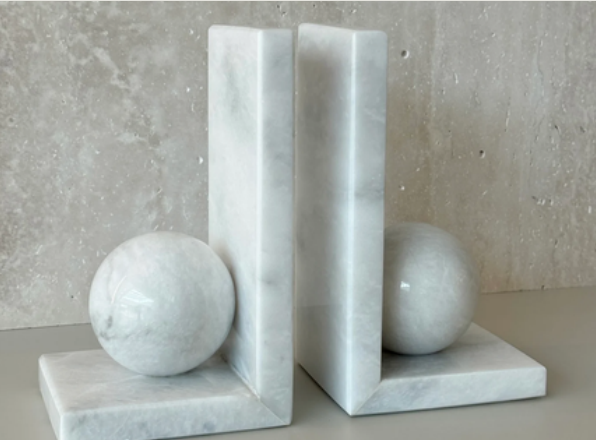 Angelica White Marble Bookends
