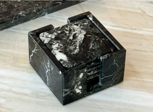 Victor Square Black Marble Coasters
