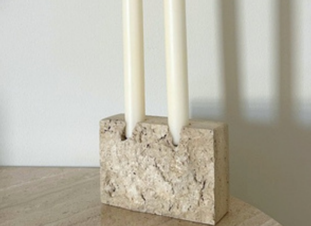 Rustic Travertine Candle (by 2)