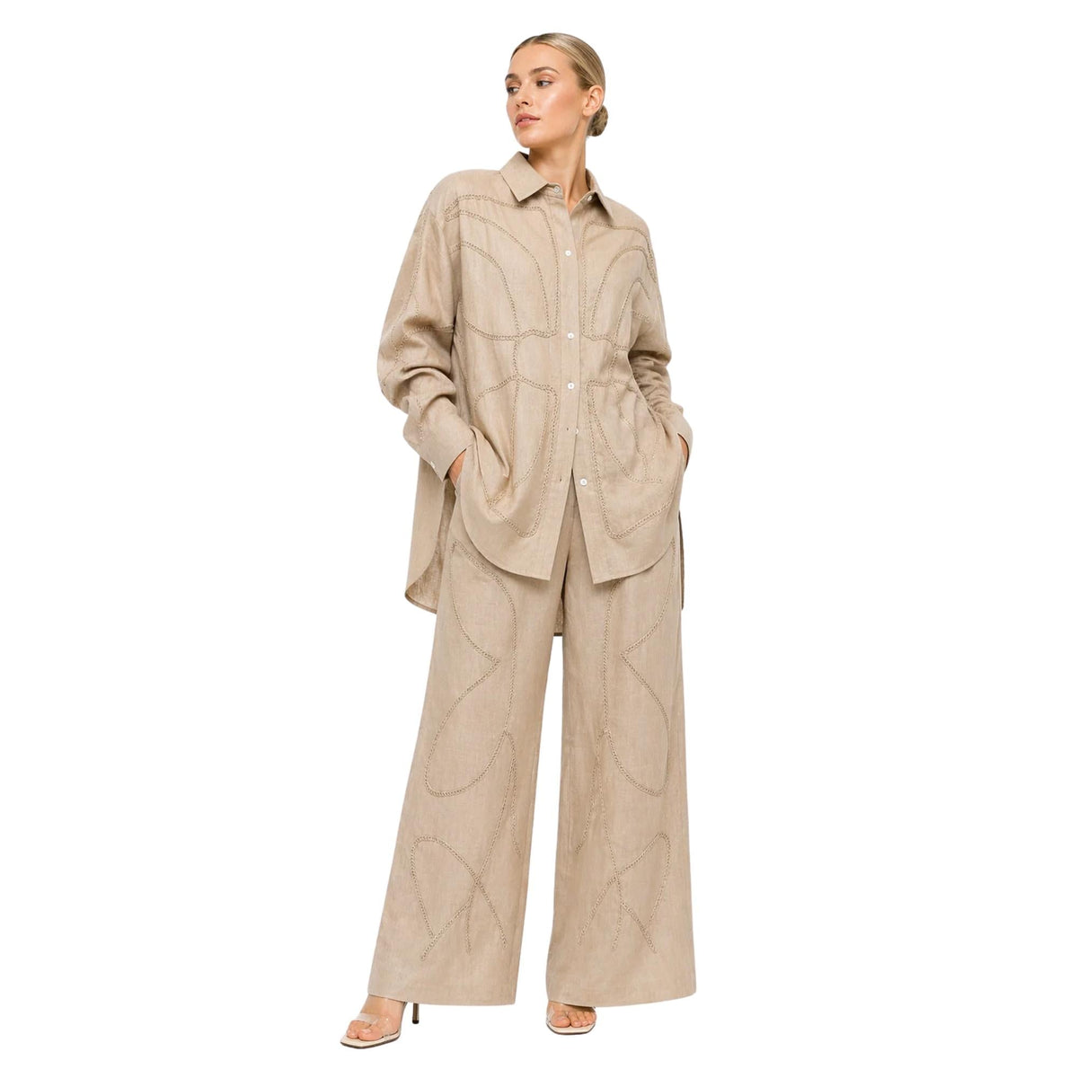 THREAD FLOW LINEN CO-ORD SET زوج (SHIRT & PANTS قميص وبنطلون) “MINA"