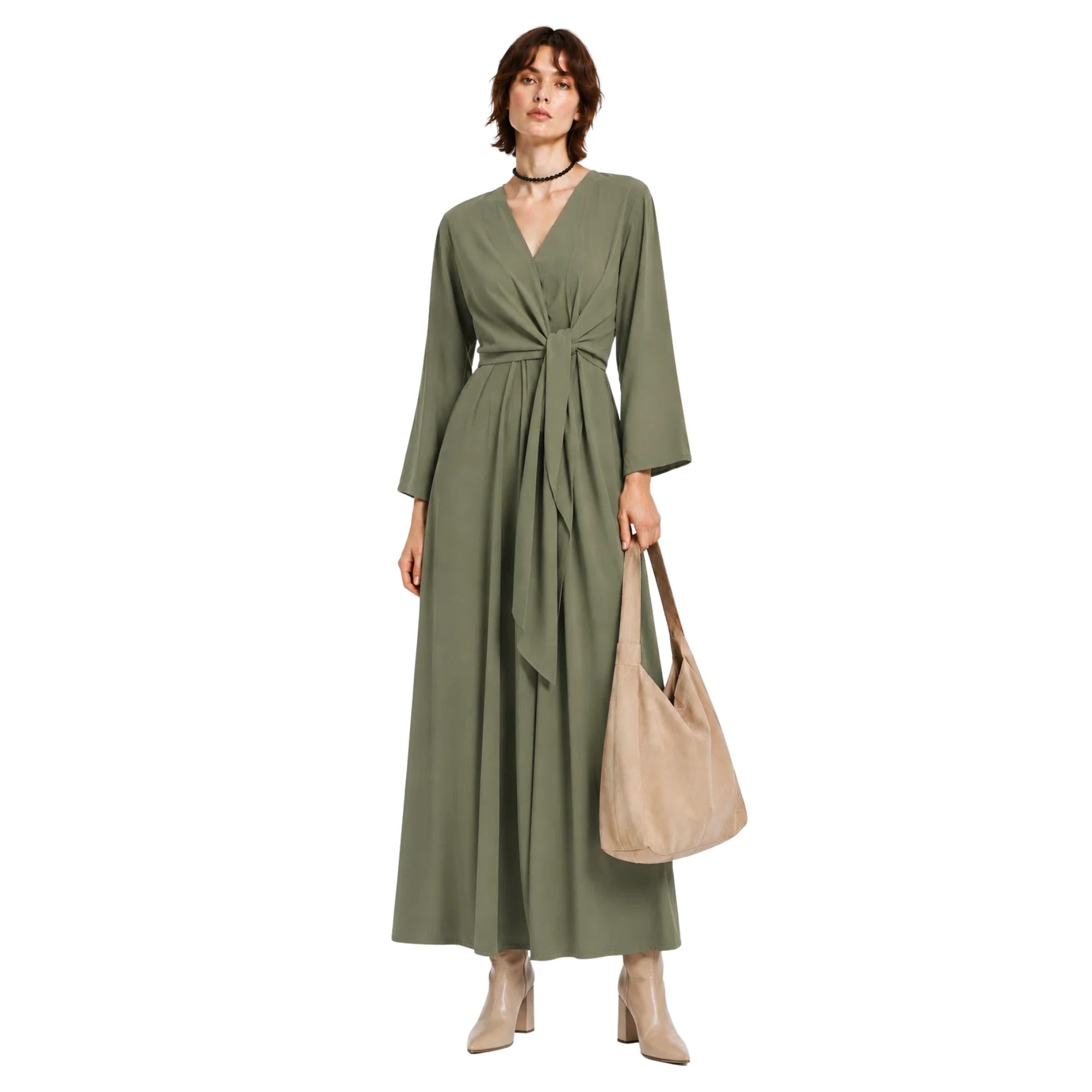 TIE-FRONT A-LINE MIDI DRESS فستان “ASTER”