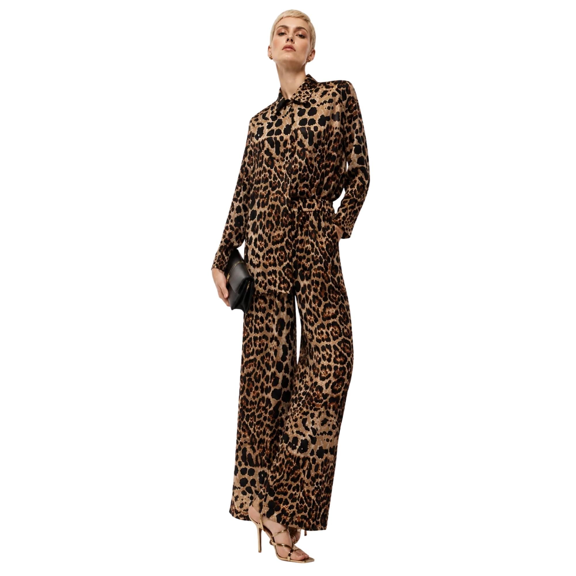 TWO-PIECE FLOW SATIN SET تعيين (SHIRT & PANTS) “SAFARI”