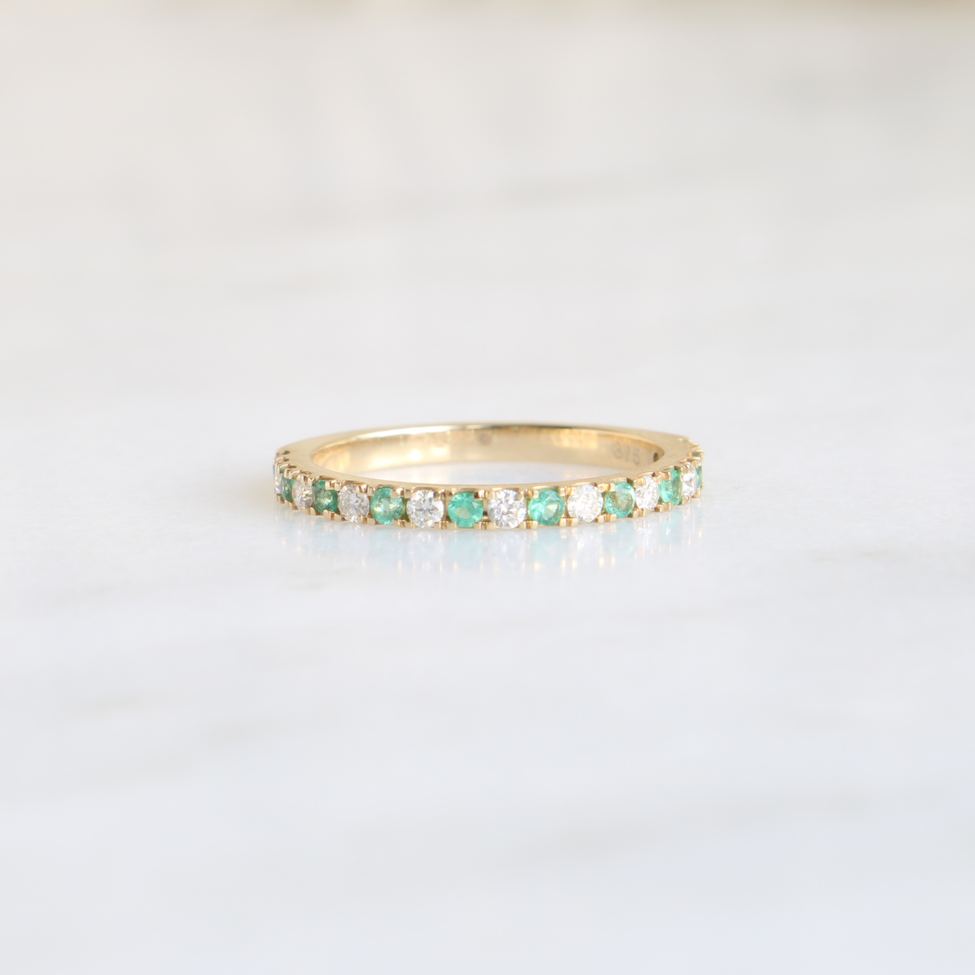9ct Yellow Gold Emerald and Diamond Eternity Ring