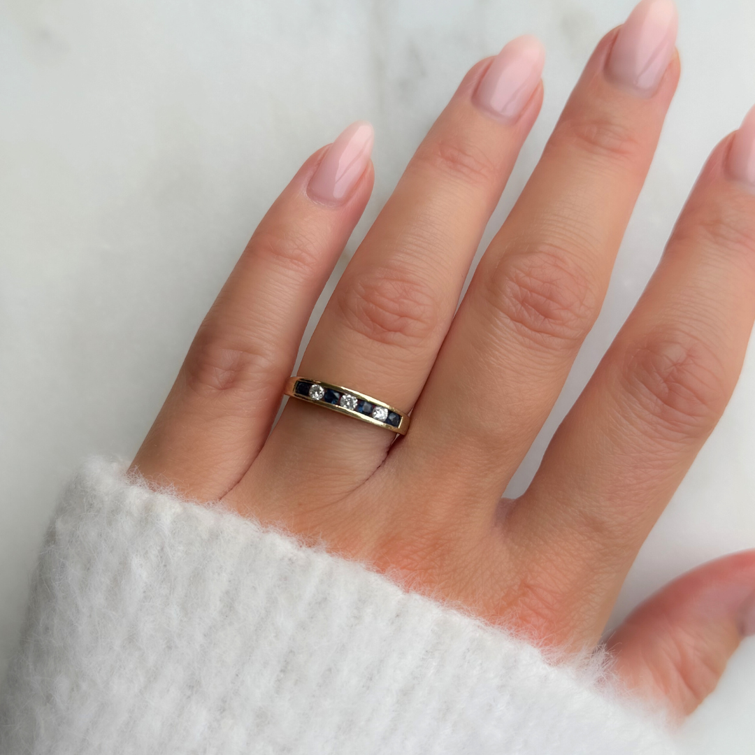 9ct Gold Diamond and Sapphire Eternity Ring