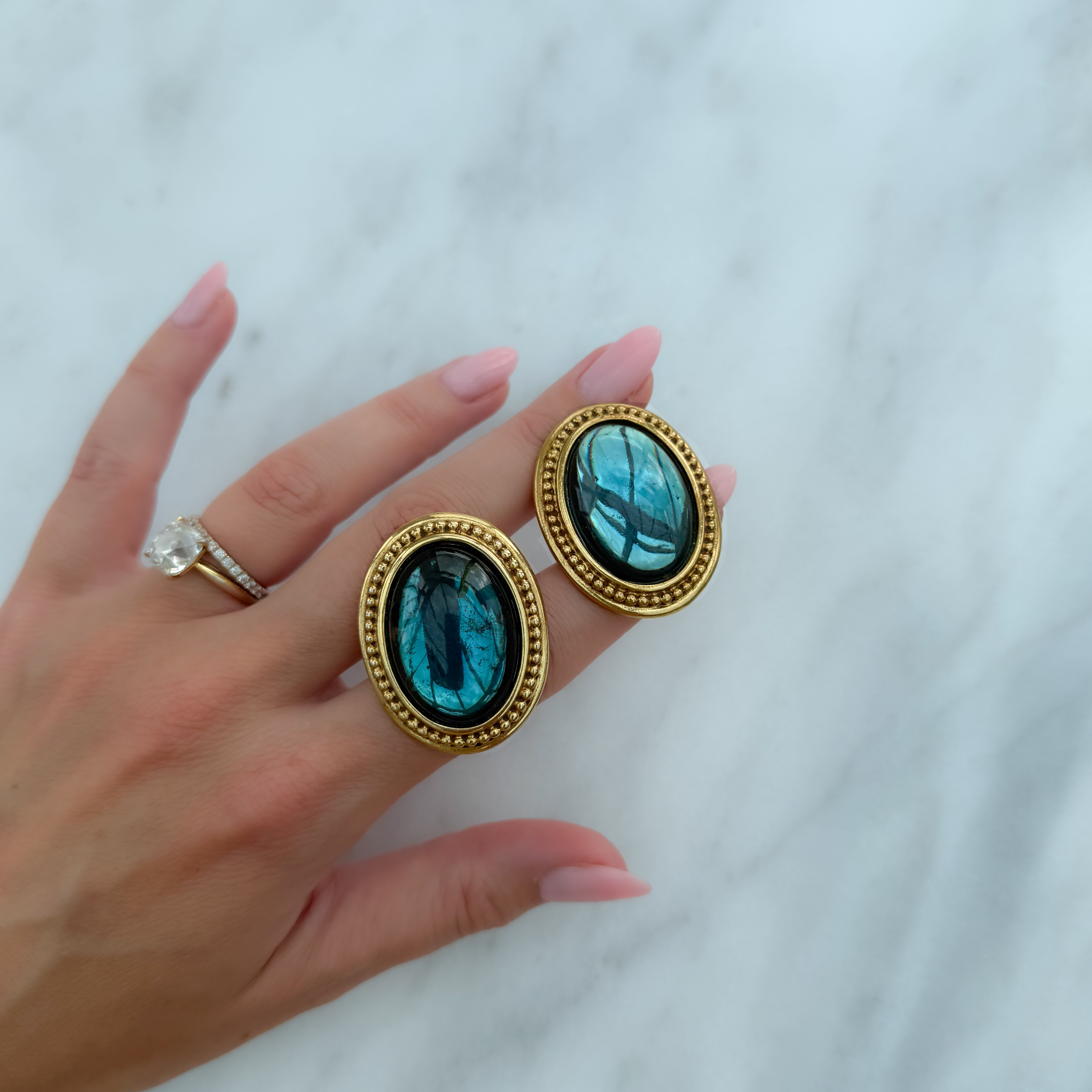 YSL Vintage Gold and Green Vintage Earrings