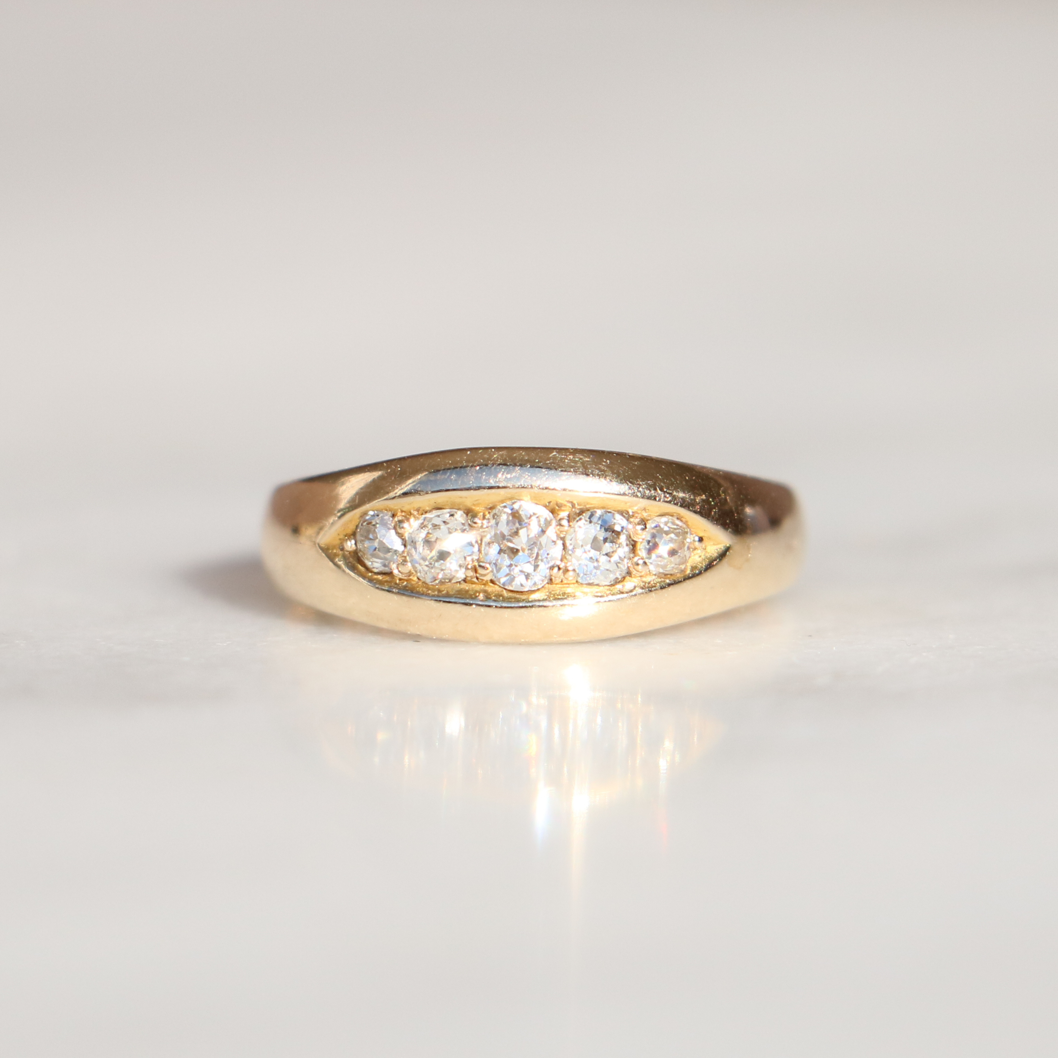 18ct Gold Edwardian Five Diamond Ring