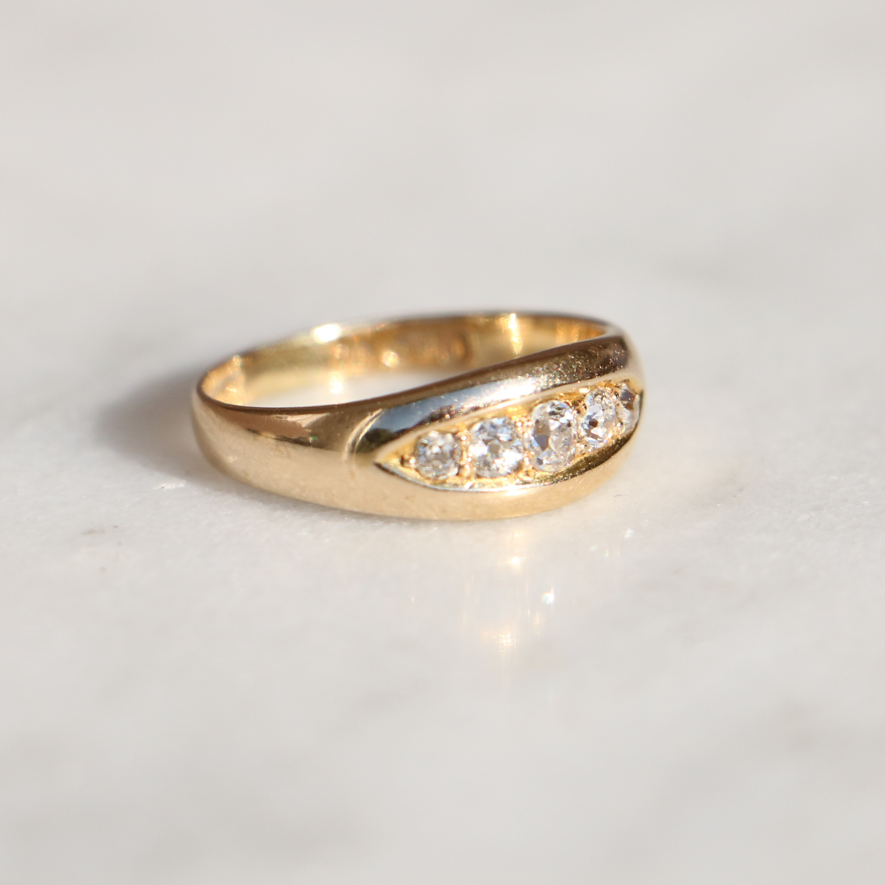 18ct Gold Edwardian Five Diamond Ring