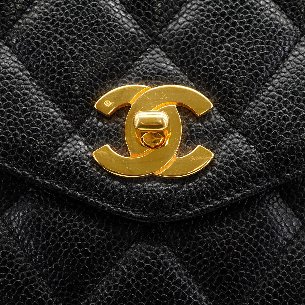 VINTAGE CHANEL MATELASSE CHAIN SHOULDER BAG BLACK CAVIAR SKIN GOLD HARDWARE 90332384