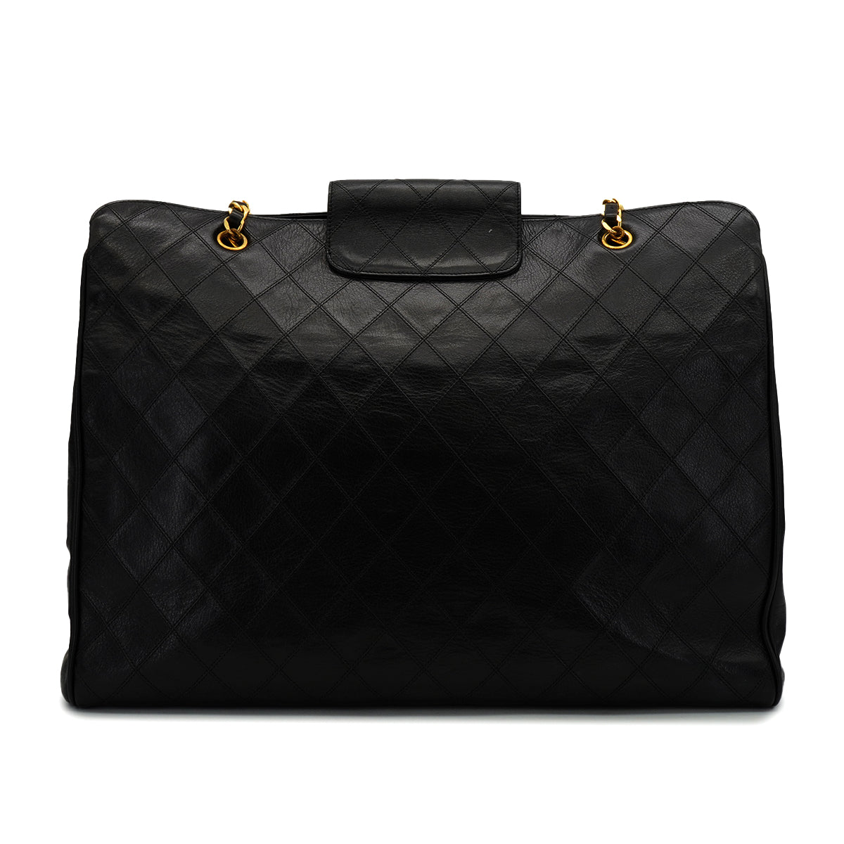 VINTAGE CHANEL BICOLORE SUPER MODEL CHAIN TOTE BAG BLACK LAMB SKIN GOLD HARDWARE 90342581