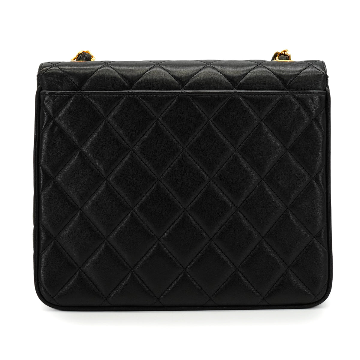 VINTAGE CHANEL BIC COCO CHAIN SHOULDER BAG BLACK LAMB SKIN GOLD HARDWARE 90345065