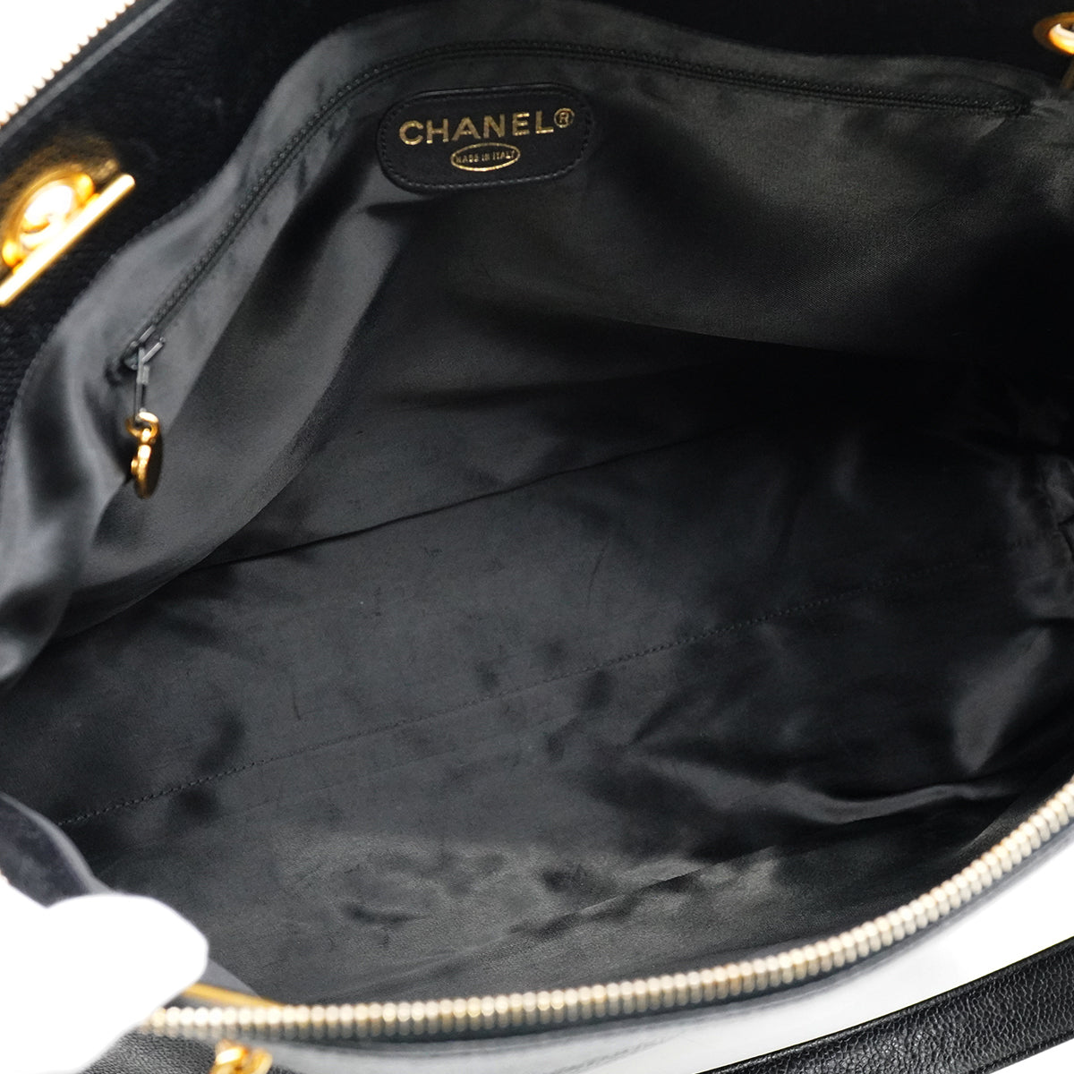 VINTAGE CHANEL BIG COCO CHAIN SHOULDER BAG BLACK CAVIAR SKIN GOLD HARDWARE 90335304