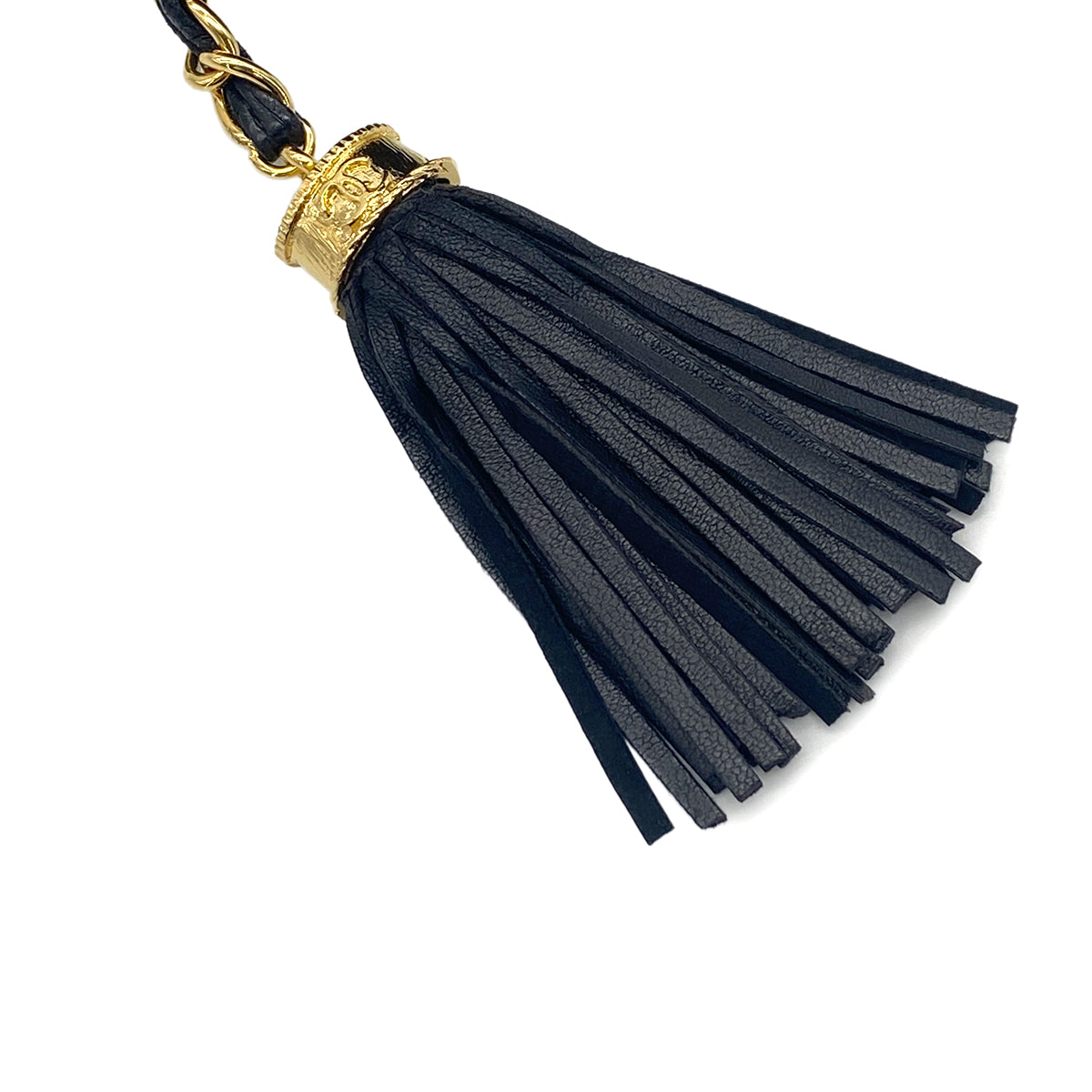 VINTAGE CHANEL BIG COCO CHAIN SHOULDER BAG FRINGE BLACK LAMB SKIN GOLD HARDWARE 90317912