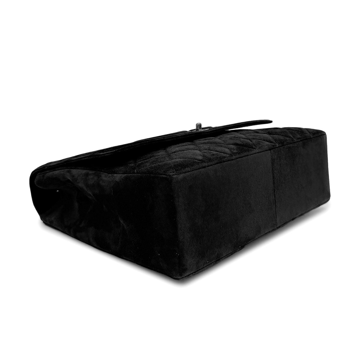 VINTAGE CHANEL BIG COCO MATELASSE CHAIN SHOULDER BAG BLACK SUEDE SILVER HARDWARE 90317179