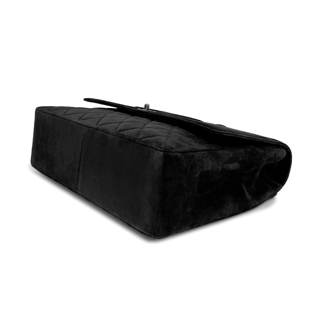VINTAGE CHANEL BIG COCO MATELASSE CHAIN SHOULDER BAG BLACK SUEDE SILVER HARDWARE 90317179