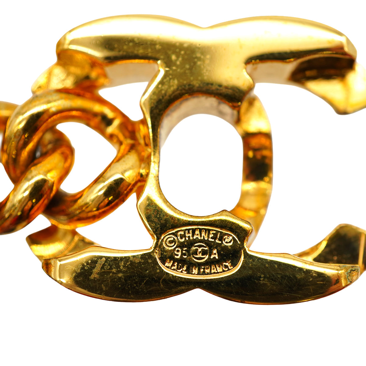 VINTAGE CHANEL BRACELET TURN LOCK GOLD ACCESSORY 95A 90342424