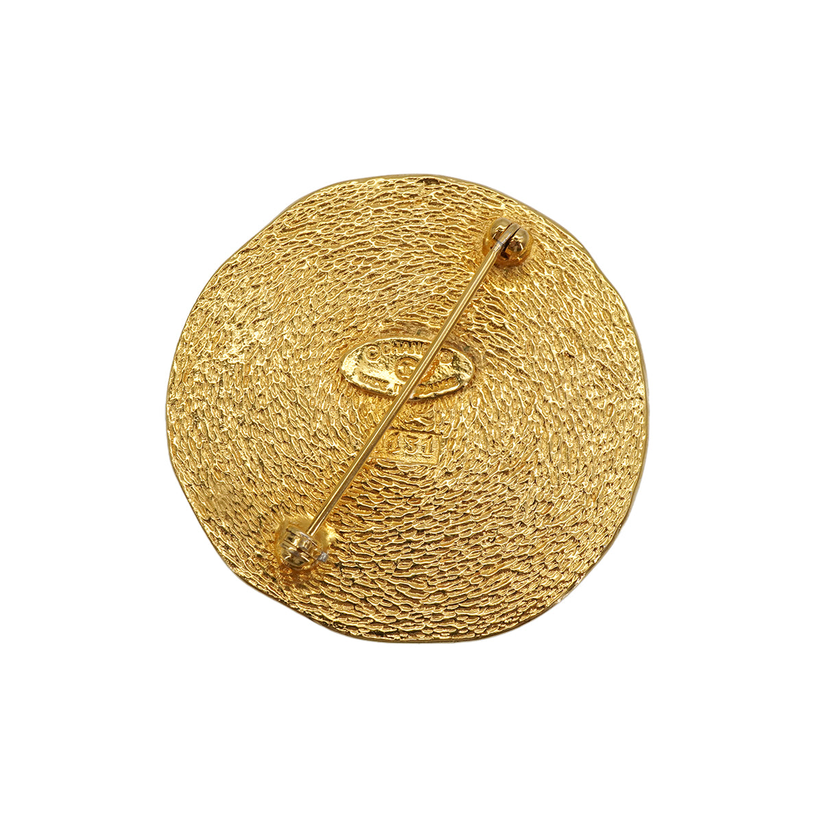 VINTAGE CHANEL BROOCH 31 RUE CAMBON LOGO ROUND GOLD ACCESSORY 90337713