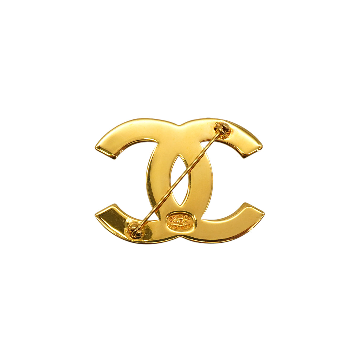 VINTAGE CHANEL BROOCH COCOMARK LOGO GOLD BLACK ACCESSORY 98P 90340528