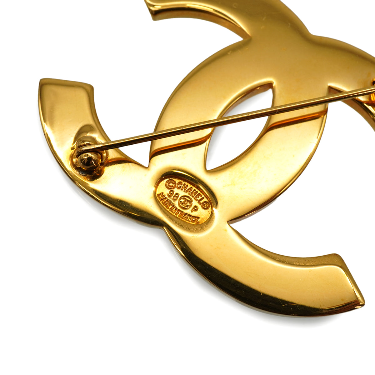 VINTAGE CHANEL BROOCH COCOMARK LOGO GOLD BLACK ACCESSORY 98P 90340528