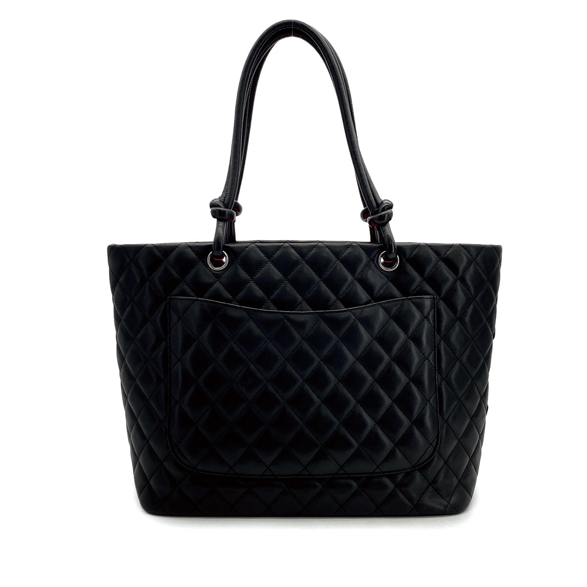 VINTAGE CHANEL CAMBON LINE BIG COCO TOTE BAG BLACK LEATHER 90315019
