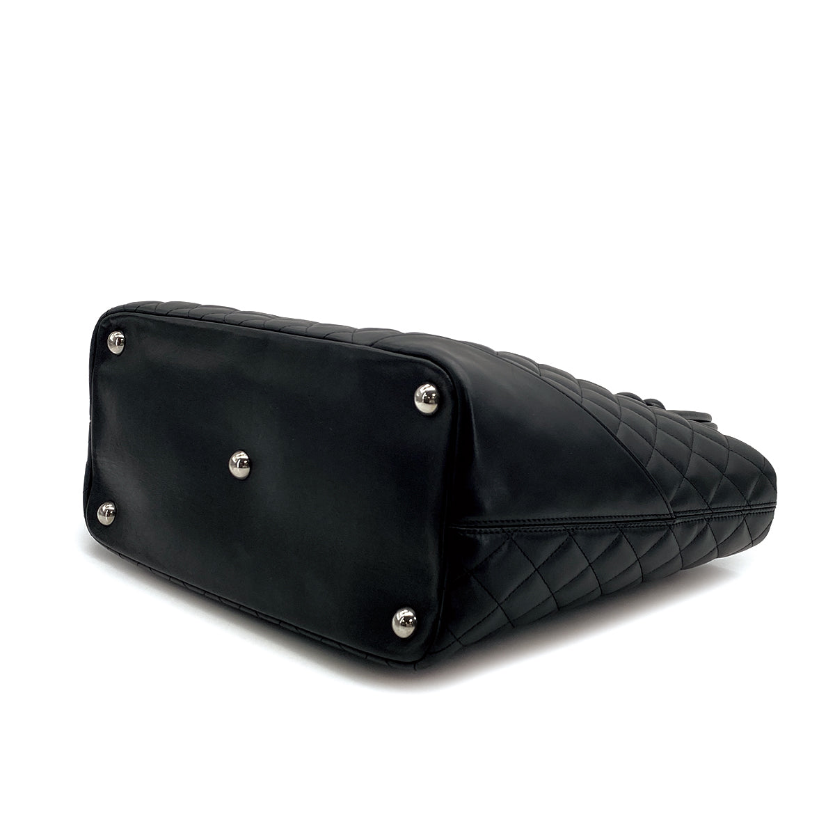 VINTAGE CHANEL CAMBON LINE BIG COCO TOTE BAG BLACK LEATHER 90315019